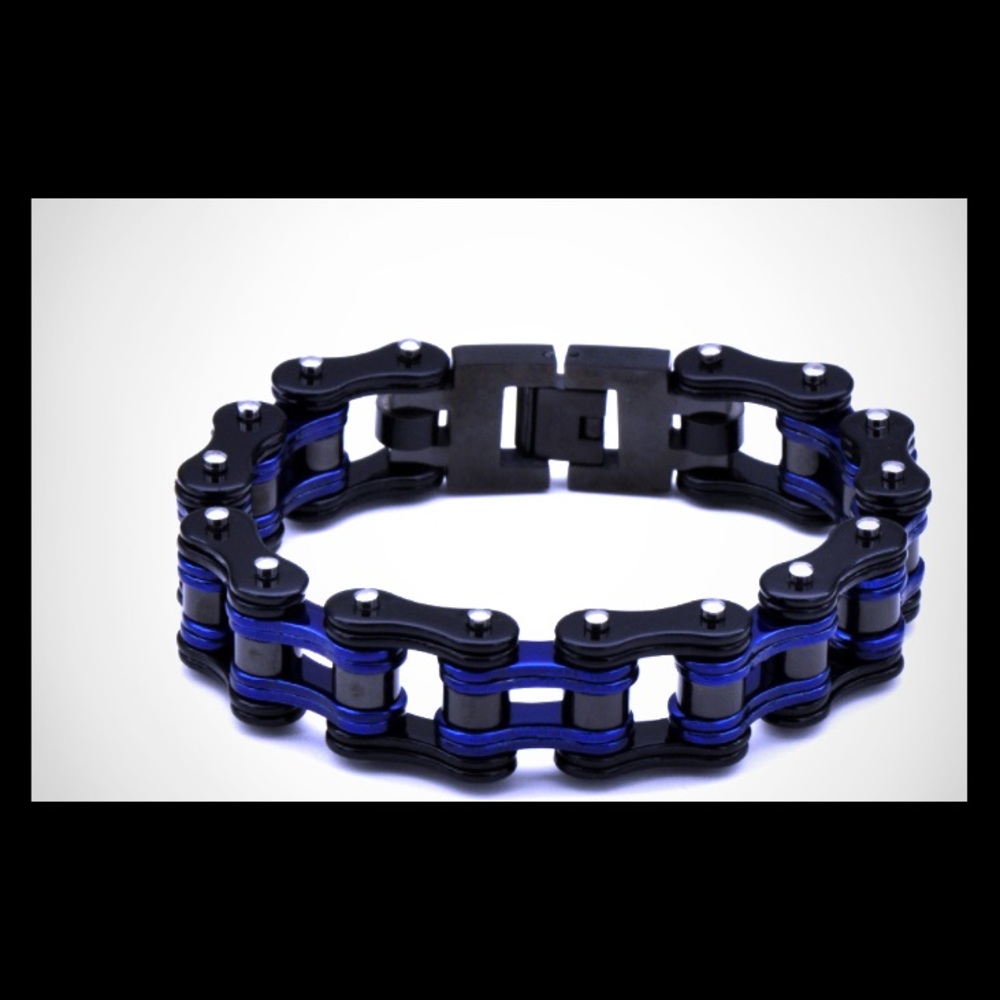 Mens D&Z Stainless Steel Motorcycle Bike Bracelet